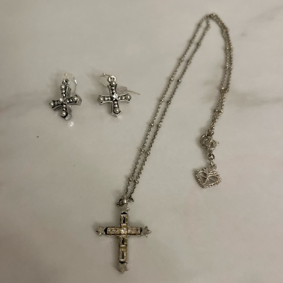 COPY - Virgin Saints & Angels Silver Cross Earrings - Picture 2 of 4